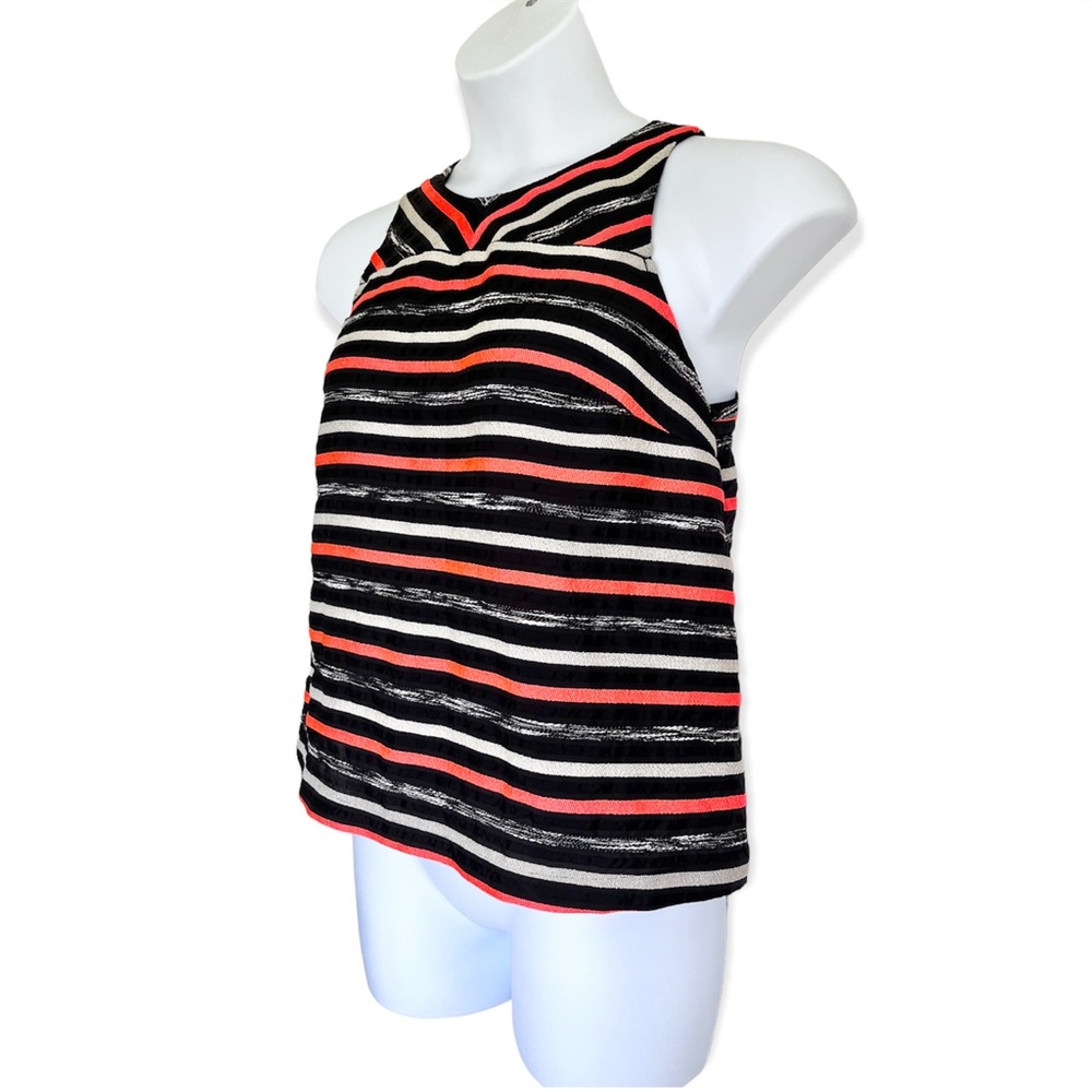 HD In Paris Textured Sleeveless Cutout Striped Top Anthropologie Size 10